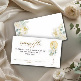 Guld Ballon Greenery Diaper Raffle-inmatningskort Tilläggskort