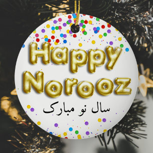 Guld-ballon Lycklig Noroz Persian-nyår Julgransprydnad Keramik