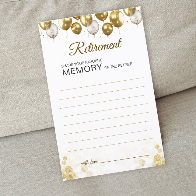 Guld Ballong Glad Pensionär Dela Ett Minne Kort (Gold Balloon Happy Retirement Share A Memory Card)