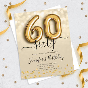 Guld-ballongen Glitter 60:e Födelsedagsfesten Inbj