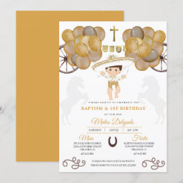 Guld-ballonger Baby Charro mexikansk baptism Inbjudningar