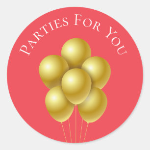 Guld-ballonger party-firma runt klistermärke