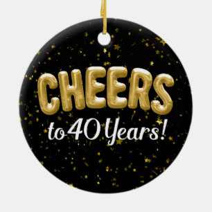 Guld Ballonschaufförer till 40 år 40 födelsedag Julgransprydnad Keramik
