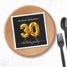 Guld Balloon Black 30års födelsedag Party