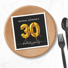 Guld Balloon Black 30års födelsedag Party Pappersservett