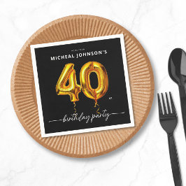Guld Balloon Black 40:e födelsedagen Party Pappersservett