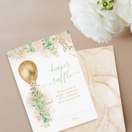 Guld Balloon Eucalyptus Guld Glitter Diaper Raffle Tilläggskort