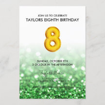 Guld Balloon Grönt Glitter åttonde Födelsedagsfest