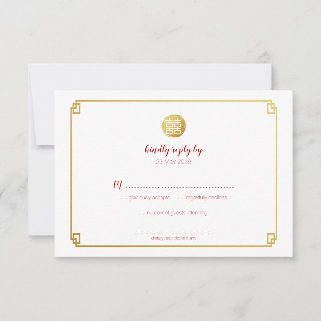 Guld Bamboo & Dubbla Lycka till Kinas OSA Kort (Framsida)