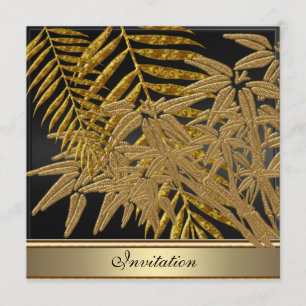 Guld bambu blad Födelsedagsfest Inbjudningar
