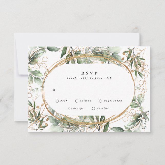 Guld Bands Eucalyptus Elegant Greenery Moss OSA Kort (Framsida)
