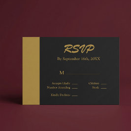 Guld Bar Svart Minimalistisk Modern Bröllop OSA Kort