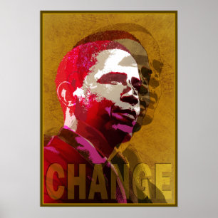 Guld- Barack Obama som är rött & Poster