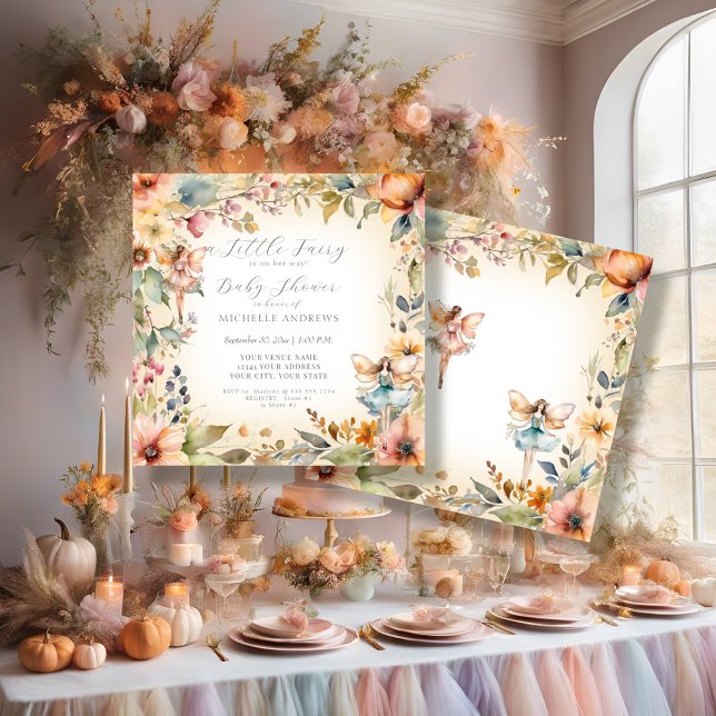 Guld-barnskor för barn i Blommigt med mejeriböld Inbjudningar (Skapare uppladdad)