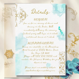 Guld Barock Turkos Vintage Kalligrafi Bröllop Tilläggskort