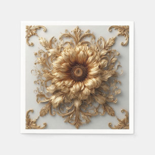 🌟✨ Guld Barock Uppblomstring Utbroderad Blommig E Pappersservett