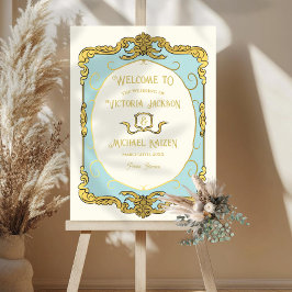 Guld Baroque ReEmergency Guld Bröllop Välkomstecke Poster