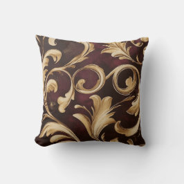 Guld Baroque-Rullan om Burgundy Kudde