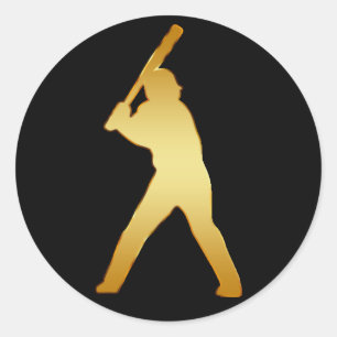 GULD BASEBALL PLAYER RUNT KLISTERMÄRKE