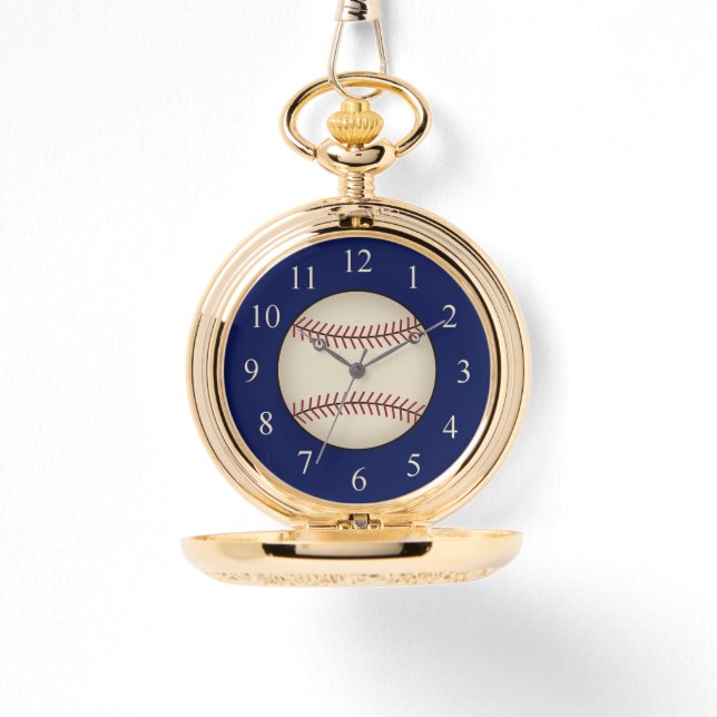 Guld Baseball Pocket Watch Armbandsur (Framsida)
