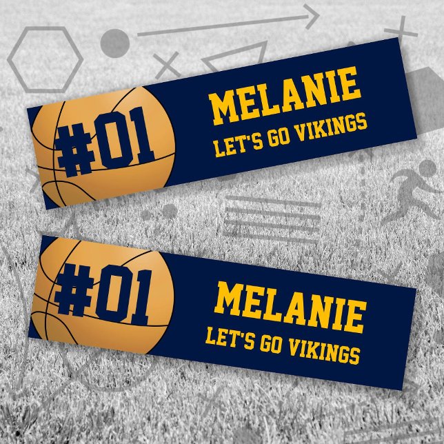 Guld-basketteamet Bildekal (Navy and Gold Baseball Let's Go Team Bumper Sticker. Celebrate your high school or college athlete.)