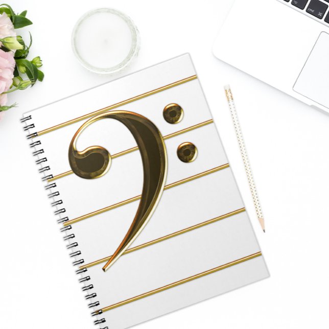 Guld Bass Clef Music Note Anteckningsbok (Skapare uppladdad)