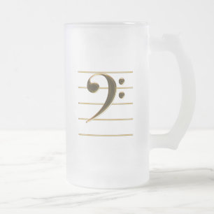 Guld Bass Clef Music Note Frostat Ölglas