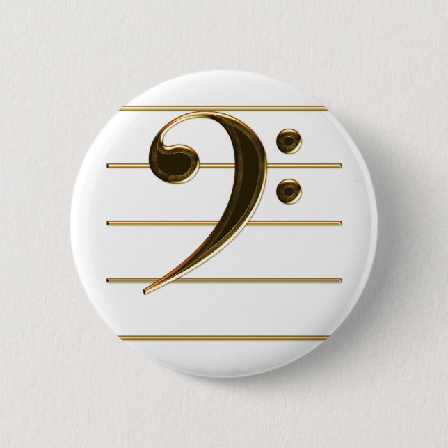 Guld Bass Clef Music Note Knapp (Framsida)