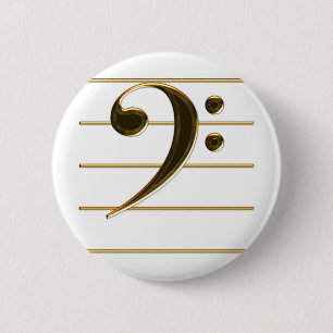 Guld Bass Clef Music Note Knapp