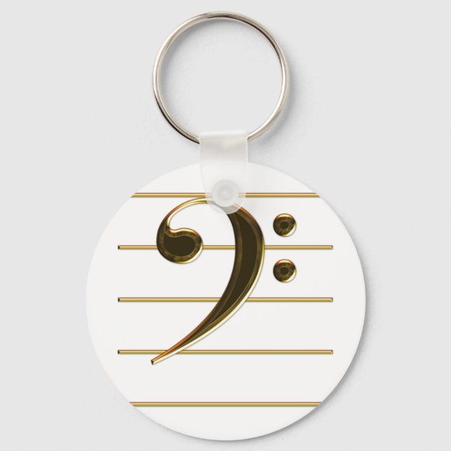 Guld Bass Clef Music Note Nyckelring (Framsida)