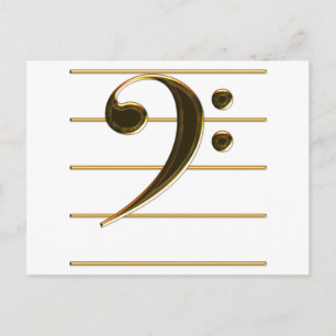 Guld Bass Clef Music Note Vykort