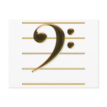 Guld Bass Clef Music Note