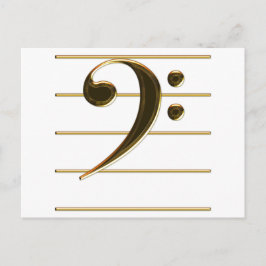 Guld Bass Clef Music Note Vykort