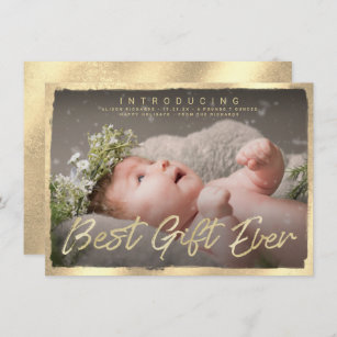 Guld bästa gåva någonsin i Baby - meddelande om fö Inbjudningar