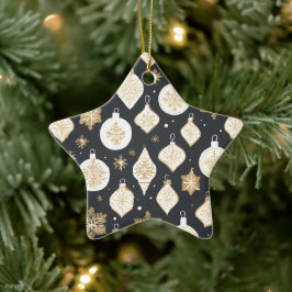 Guld Bauble Design Svart bakgrund Julgransprydnad Keramik