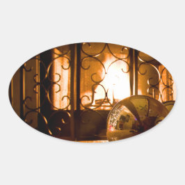Guld Bauble Near Fireplace Sticker by RoseWrites Ovalt Klistermärke