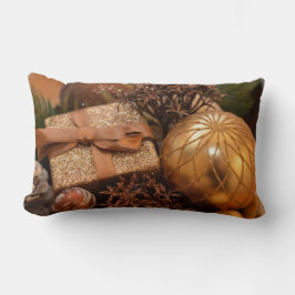 Guld Bauble och Julklapp Lumbarkudde