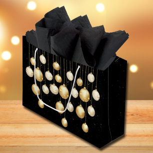 Guld Baubles Julgran Ornaments on Black