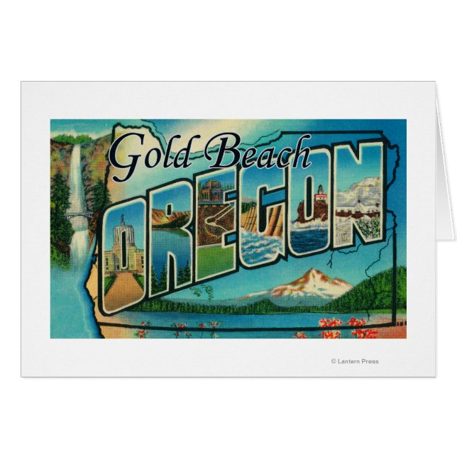 Guld Beach, Oregon - Stora Brev-scenarierna Hälsningskort (Framsidan Horizontal)