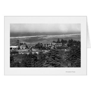 Guld Beach, Oregon Town View och Sunset Inn. Hälsningskort