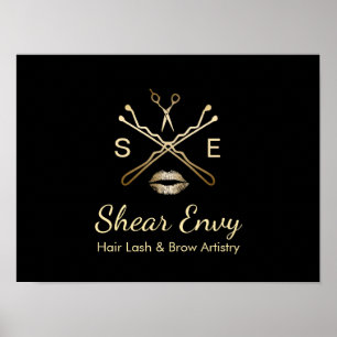 Guld Beauty Salon Logotyp Makeup Artist Hair Styli Poster