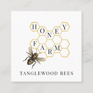 Guld Bee Honeycomb biodling Apiary Affärskort Fyrkantigt Visitkort