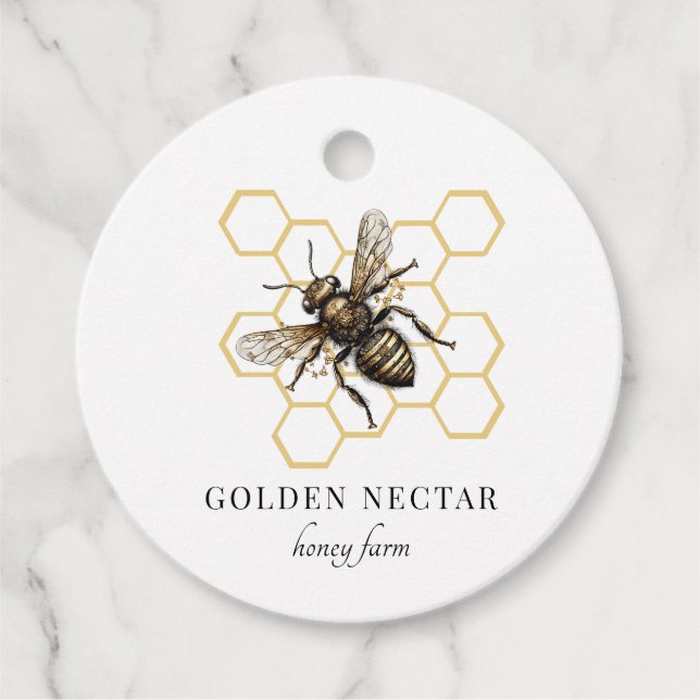 Guld Bee Honeycomb Honeybee Bibiodling Pris Gåvor Etiketter (Framsida)