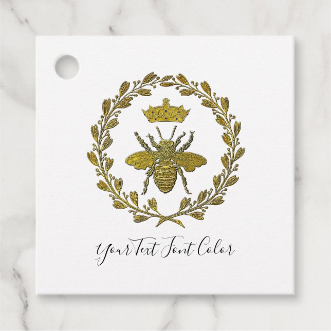 Guld Bee Krona och Wandan Gåvor Etiketter (Framsida)