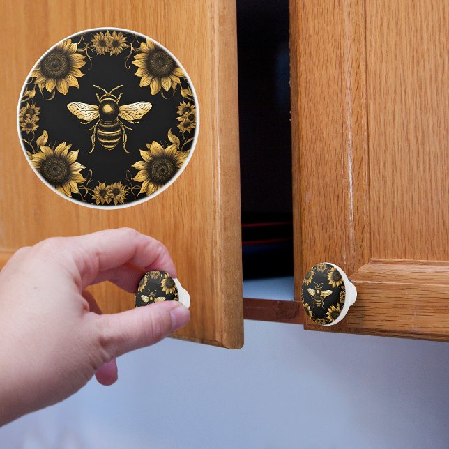 Guld Bee och solblommor Knopp (Skapare uppladdad)