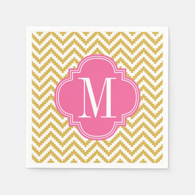 Guld Beige Chevron Aztec Tribal Personlig Pappersservett (Framsidan)