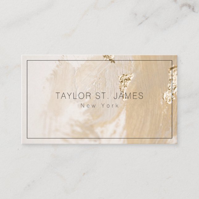 Guld Beige Paint Splatter, Affärskort Visitkort (Framsida)