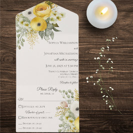 Guld Beige & Sage Grönt Blommigt om Beige