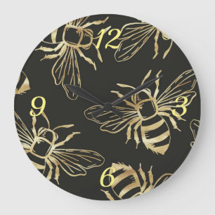 Guld Bes, på en svart bakgrund. Stor Klocka