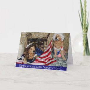 Guld- Betsy Ross syr flagga för 4th Juli Kort